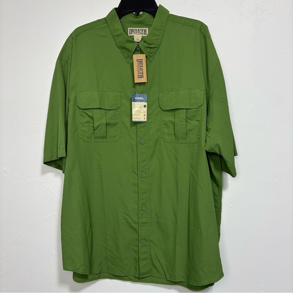Duluth Men's Short Sleeve Amachillo Agave Green Button Up Shirt NWT 2XL Cooling - Picture 1 of 13